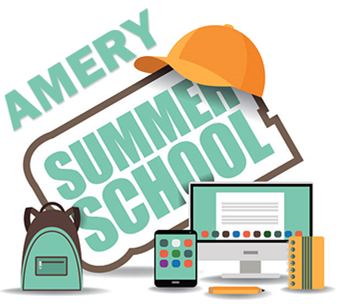 Summer School logo with a backpack, cat, calculator and computer